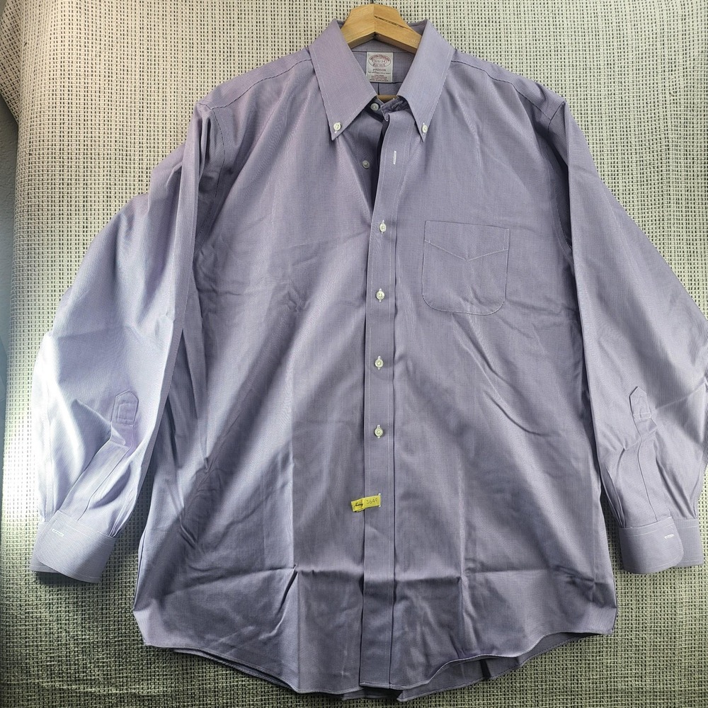 Brooks Brothers Madison Shirt Mens 16.5 34‎ Purple Non Iron Supima Cotton